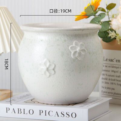 家用多肉花盆陶瓷三角梅专用盆轻奢高级感大口径简约欧式陶土陶罐