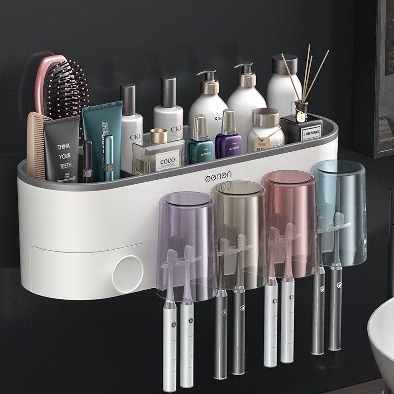 牙刷置物架免打孔漱口杯刷牙杯挂墙式卫生间壁挂式收纳盒牙缸套装