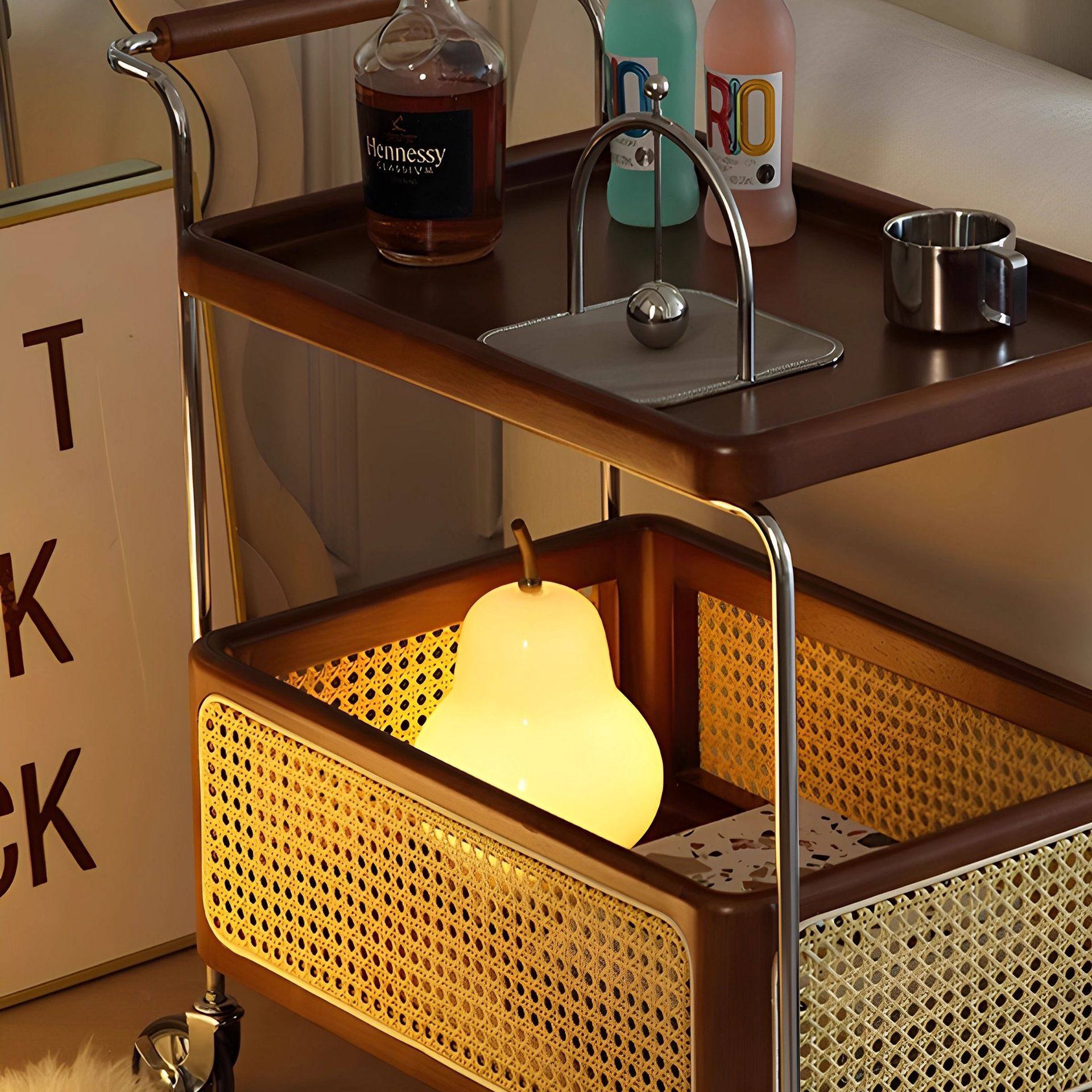 中古实木小推车可藤编不锈钢滑轮餐车移动边几收纳沙发储物置物架,住宅家具,移动边几/推车,淘宝优惠券,粉丝福利购,淘宝优惠卷