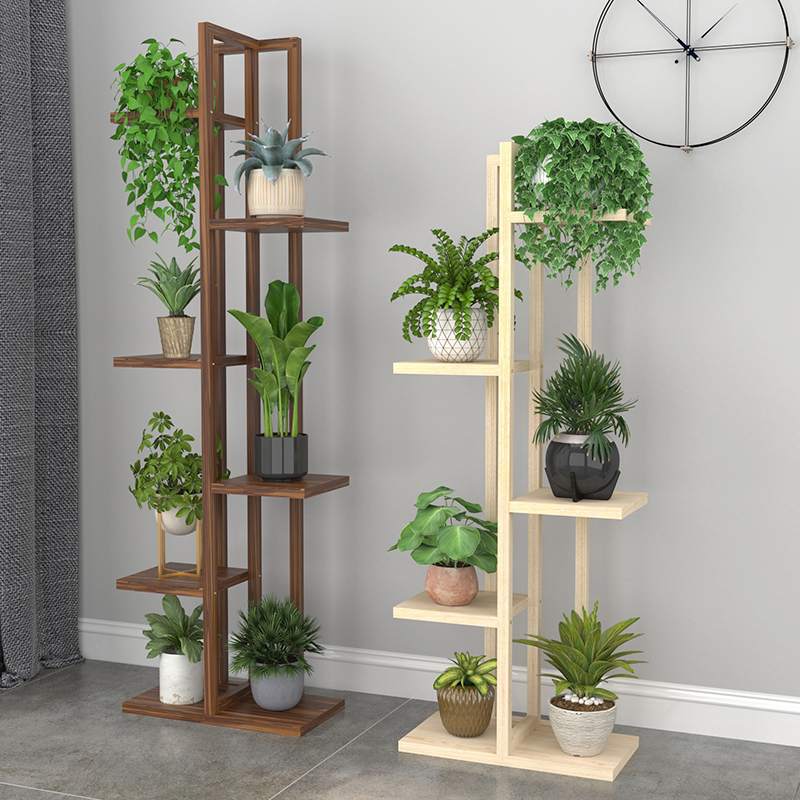 室内实木制花架子户外庭院吊兰绿萝多肉植物花盆架阳台.多层置物