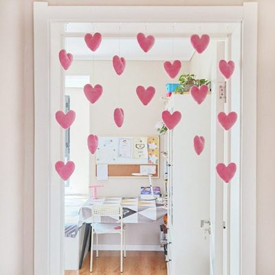 房门挂饰小门帘隔断吊帘线帘少女心韩式可爱粉色桃爱心免打孔挂件