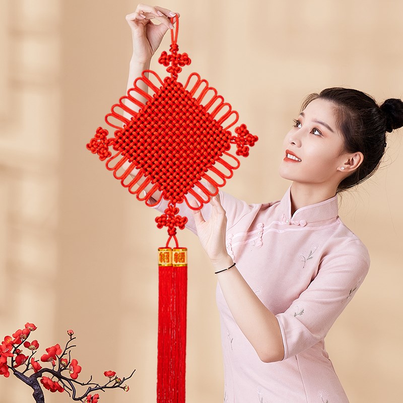 2025高档中国结挂件客厅大号乔迁E平安结门上装饰小如意节流苏挂