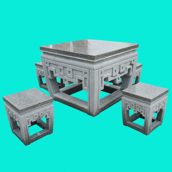 子回纹造大理石庭院摆件型石桌石凳桌凳方形花岗岩新中式石桌凳子