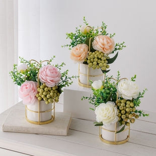 ins北欧仿真花假花摆件塑料绢花花束家居装饰摆设客厅摆花艺套装