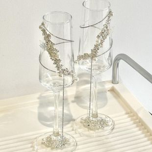 结婚蝴蝶香槟手工diy酒杯敬酒杯一对成品新郎新娘敬酒杯成品镀锌