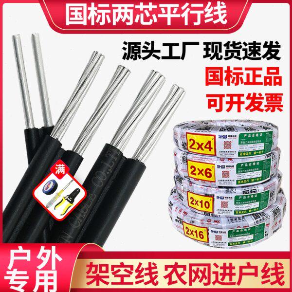 进电线家用米老铝线/户化6/16平方毫架空10线国标防2芯电缆线户外