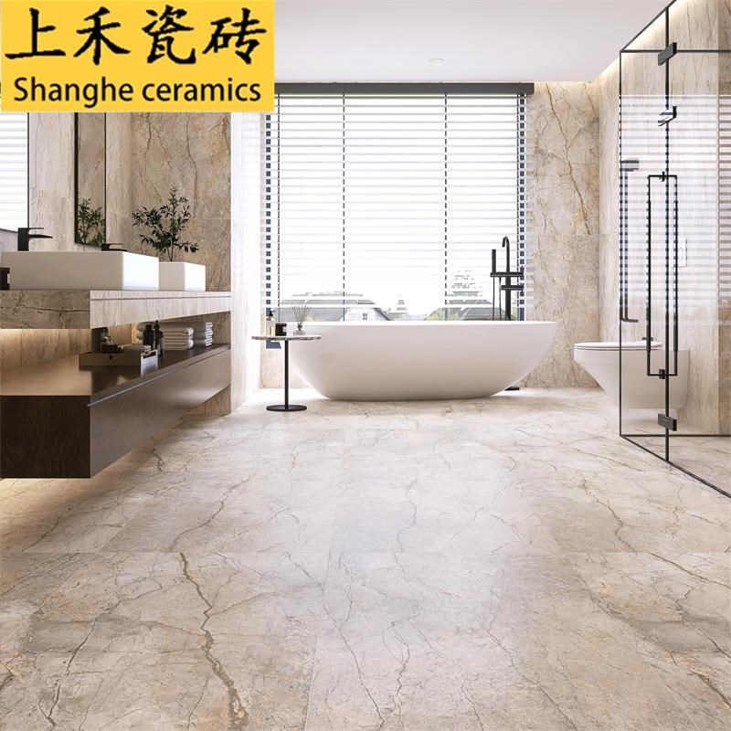 轻奢鎏金大理石纹瓷砖柔光砖别墅客E餐厅墙地砖卫生间防滑亚光地