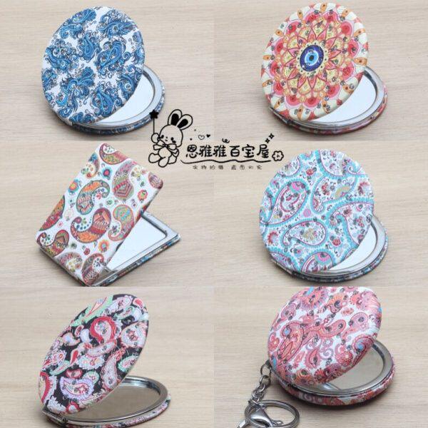 椭便捷化妆镜新疆旅游可折叠随身钢圆形镜方形纪念品民族风小镜子