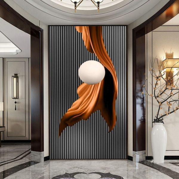 玄关背景墙壁纸抽象现代简约客厅装饰画轻奢走廊过道入户竖版壁画