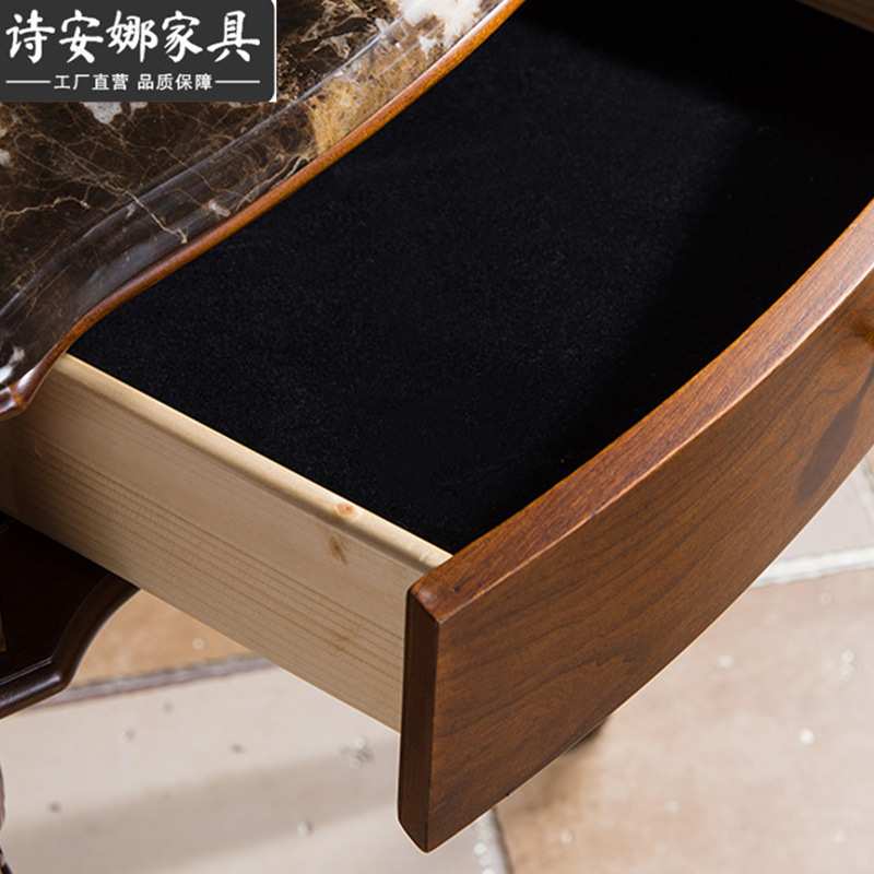 美式实木半圆靠墙沙发背几欧式雕花大理石入户玄关台桌子H3
