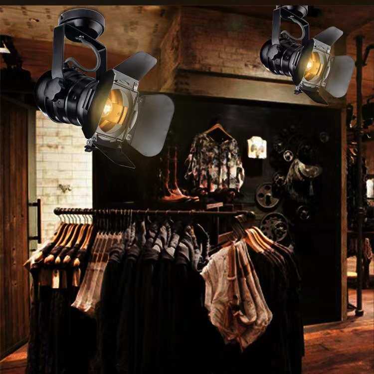四叶led轨道射灯遮光防眩美式复古工业par30灯架明装服装店路轨灯