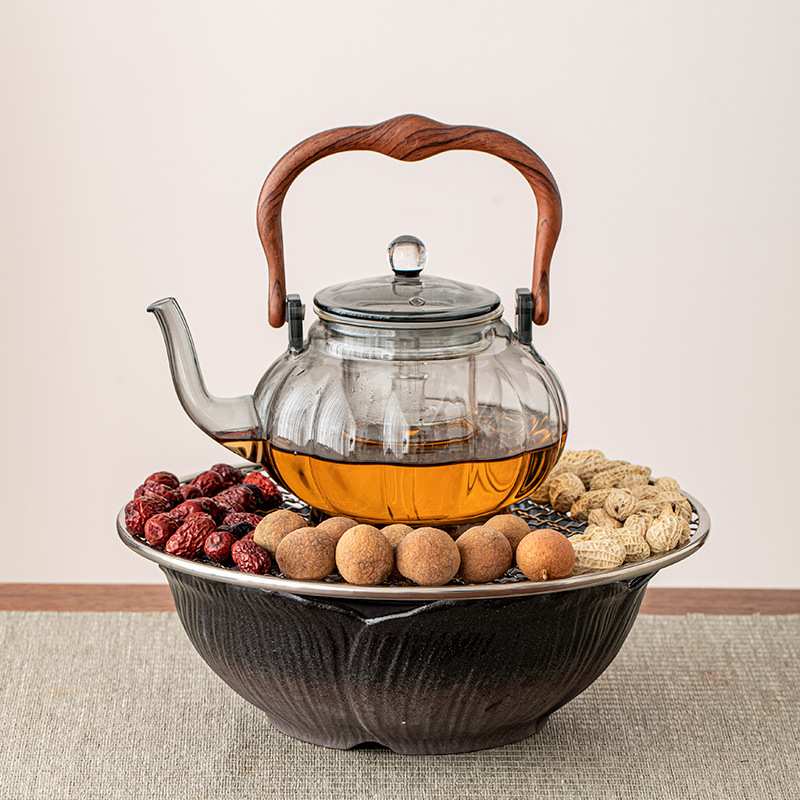 围炉煮茶玻璃煮茶壶莲花电陶炉套装家用耐高温提梁壶泡茶器茶具