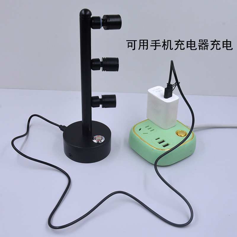 LED移动式充电射灯三色触摸调光2头3头金色展柜珠宝房车阅读床头