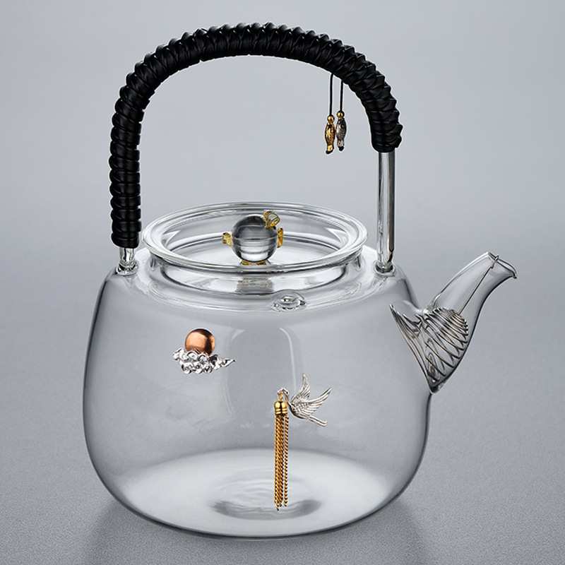 镶银玻璃茶壶耐高温过滤电陶炉套装普洱茶花茶煮煮水壶茶具套装