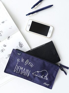 ad便携文具袋笔袋简约a法国am铅笔袋时nish万s帆布跨o风u大容量Qv