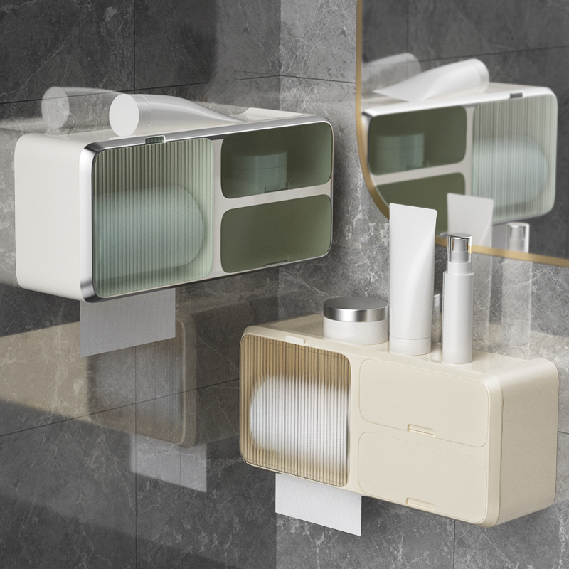 卫生间厕纸盒壁挂式防水厕所纸巾盒抽纸J盒免打孔浴室卷纸置物架