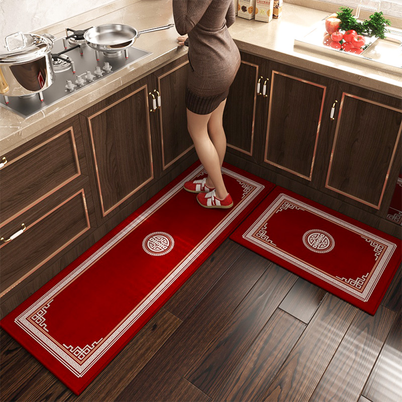 新中式厨房地垫l形专用防油防污防水F吸水防滑垫子2023新款家用