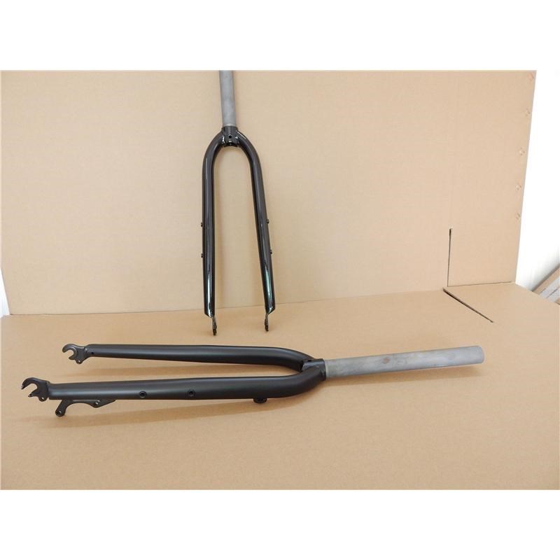 碟刹公路车前叉钢叉黑色w无标CR-MO铬钼钢直管快拆