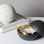 桌面摆件烟灰缸烟球水泥火山石名宿北欧ins家用酒店器个性 潮流形