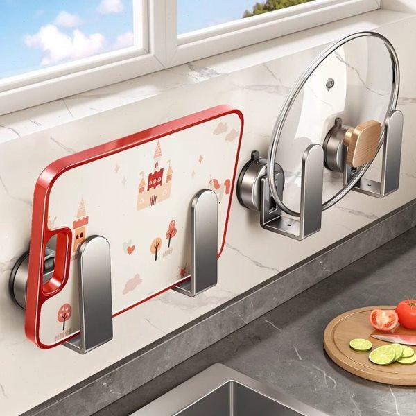 吸盘锅盖架子壁挂式免打孔厨房置物架案板砧板菜板放置架收纳挂架,厨房/烹饪用具,锅盖架/锅盖收纳垫,淘宝优惠券,粉丝福利购,淘宝优惠卷