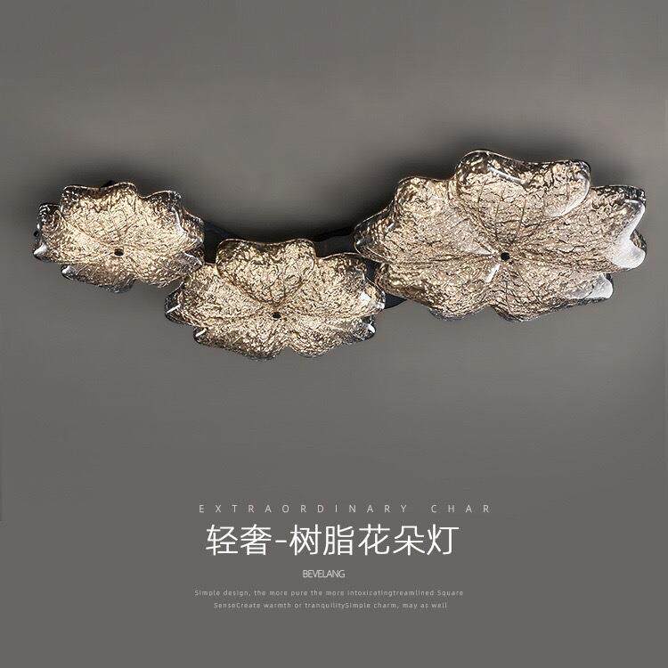 意式极简客厅灯轻奢全铜吸顶创意进口环保树脂花朵灯具组合吸顶灯