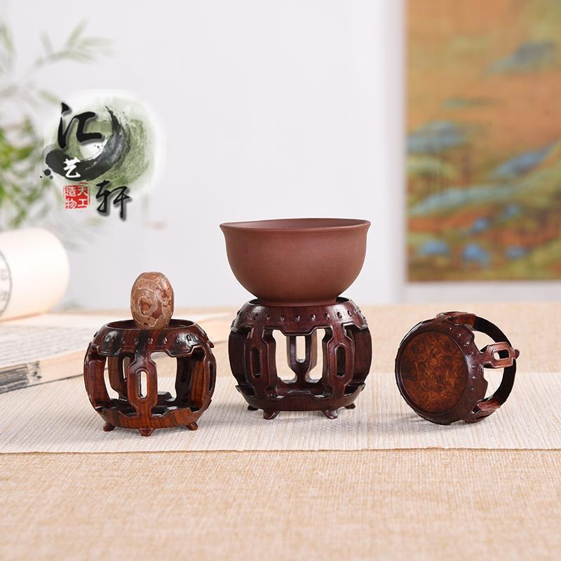 实木大红酸枝微型风长寿梅小品盆景展示托架橄榄核雕摆件木垒德株