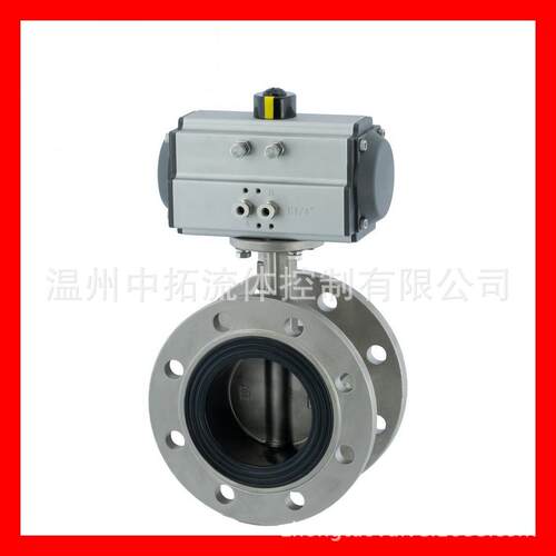 D641X-10P气动法兰软密封蝶阀DN150不锈钢304气动双作用蝶阀DN200