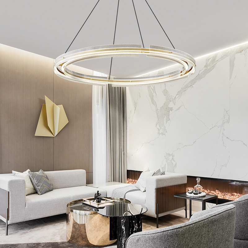 现代轻奢客厅吊灯时尚设计感简约高端玻璃氛围环形长条餐厅卧室灯