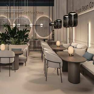 创意餐厅饭店桌椅组合  极简西餐厅咖啡厅奶茶店洽谈区休闲区桌椅