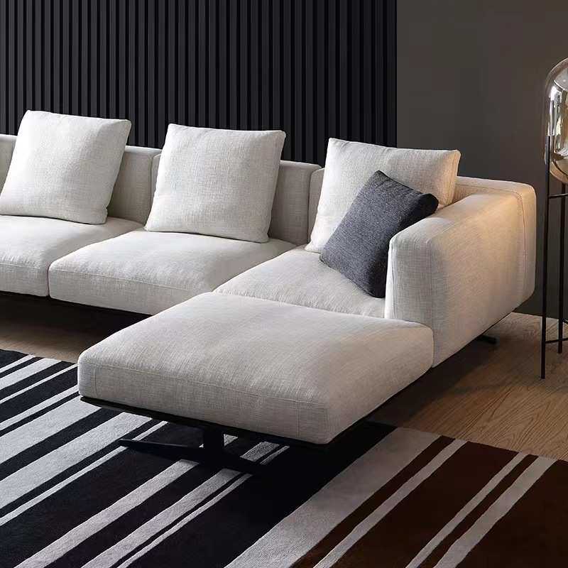 意式现代极简约羽绒中大户型布艺沙发高端棉麻三人位贵妃转角组合