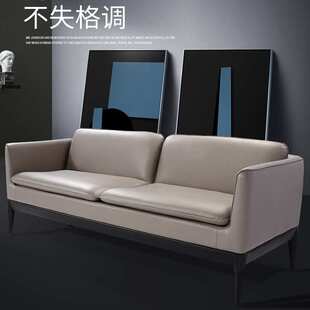 办公沙发简约三人位小型简约现代商务会客办公室西皮沙发茶几组合