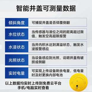智能井盖异动传感器液位气体水浸监测智慧电子锁电力窨井监控报警