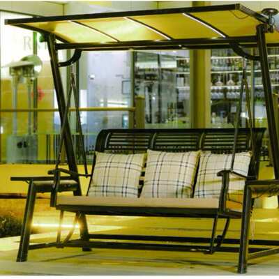 户外秋千摇椅庭院吊篮家用编藤铁艺网红铁艺吊椅阳台双人室外秋千