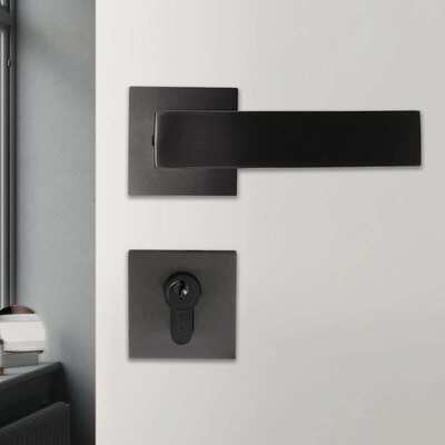 简约室内卧室门锁304不锈钢精铸实心门把手套装酒店工程锁具