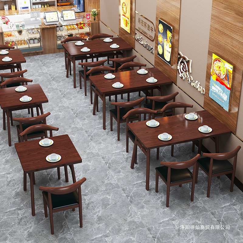 饭店桌椅组合小吃奶茶早餐甜品店餐厅食堂餐桌椅桌子面馆简约餐椅