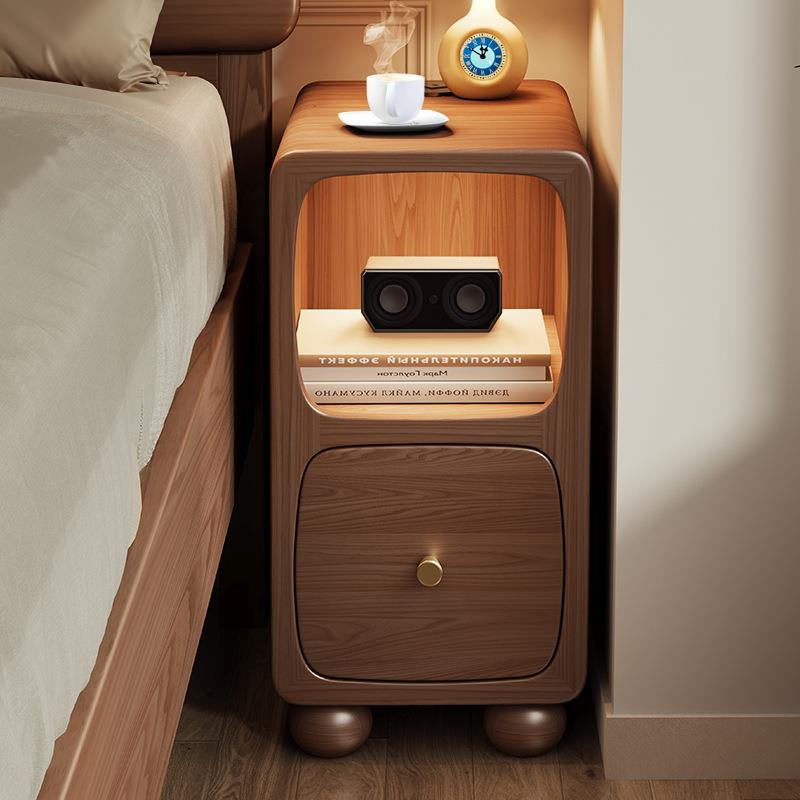 实木智能床头柜小型超窄迷你多功能无甲醛家用卧室床边柜简约现代