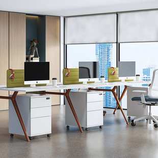 文件柜办公室木质带锁小柜子移动收纳柜抽屉柜带轮桌下储物柜矮柜