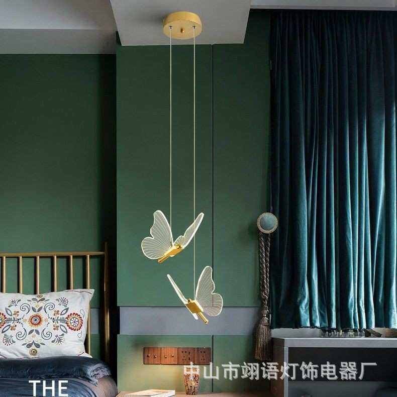 轻奢创意蝴蝶系壁灯床头灯智能遥控餐厅灯复式楼梯灯吧台灯橱窗灯