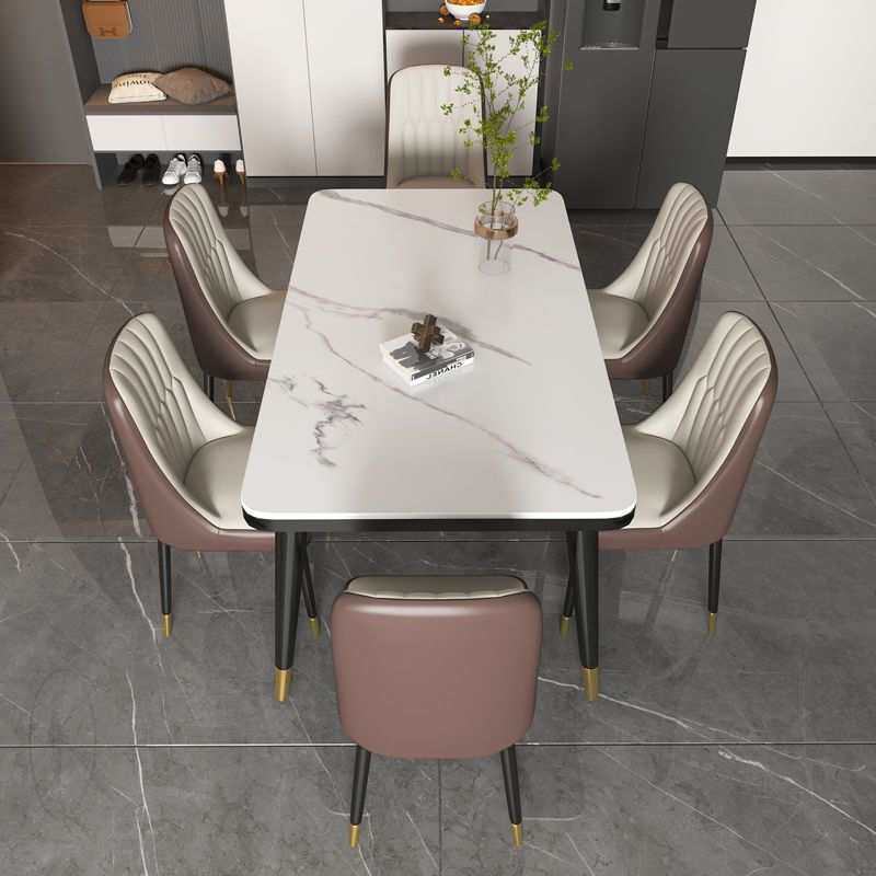 轻奢风岩板餐桌餐椅组合小户型家用吃饭桌出租屋租房桌子椅子一套