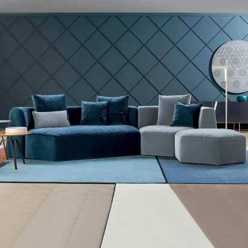 北欧布艺现代极简风落地创意设计师工作室酒店客厅六边形几何沙发