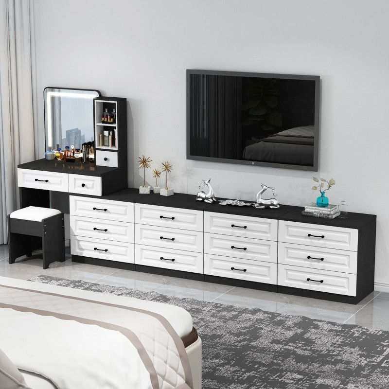 梳妆台家用卧室电视柜一体大容量多功能收纳柜简约现,3C数码配件,USB灯,淘宝优惠券,粉丝福利购,淘宝优惠卷