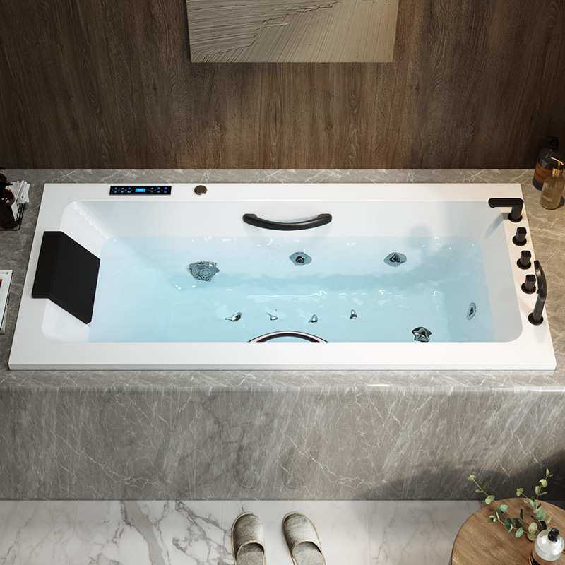 冲浪按摩浴缸恒温加热高级水疗彩灯泡泡浴含扶手砌筑 嵌入式浴缸