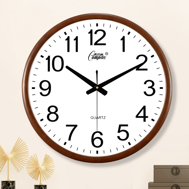 简约现代大号客厅挂钟圆形静音挂墙时钟表会议室办公室Z免打孔挂