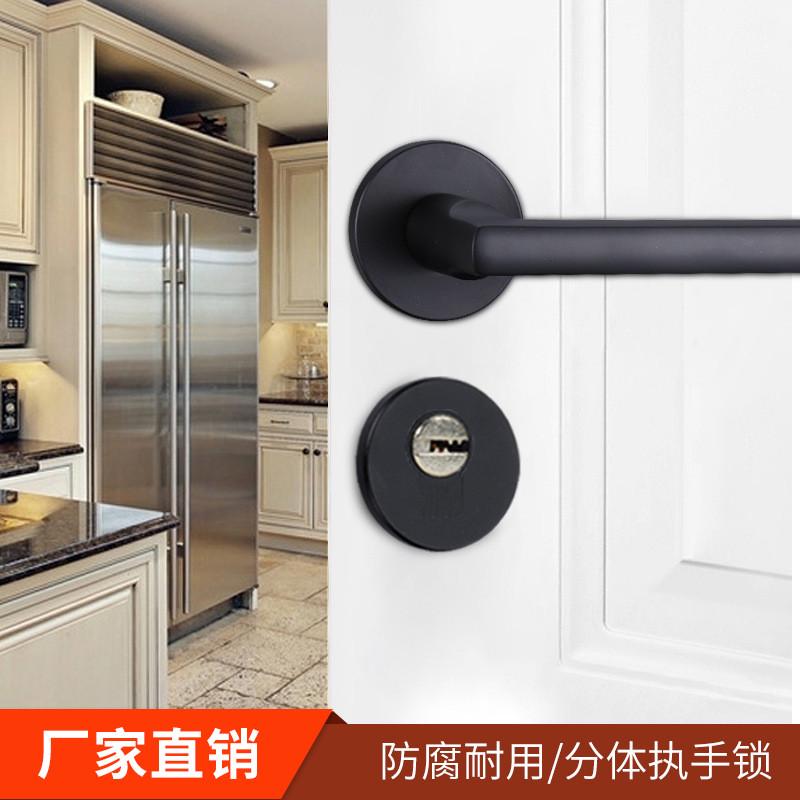 黑色室内门锁静音分体锁w欧式卧室实木锁具把手约执手锁