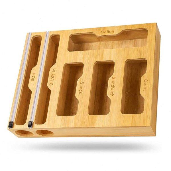 保鲜膜切割器收纳盒竹木保鲜袋收纳盒储物盒木质垃圾袋整洁收纳盒,收纳整理,垃圾袋收纳盒/袋,淘宝优惠券,粉丝福利购,淘宝优惠卷