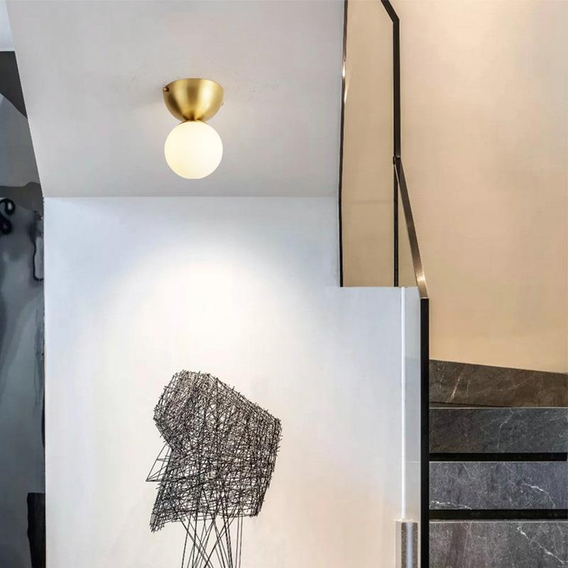 全铜过道吸顶灯进门入户玄关led灯简约现代北欧阳台过道简易灯具