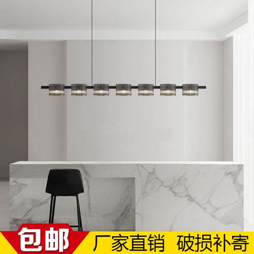 意式极简 餐厅吊灯现代简约高端吧台北欧设计师艺术玻璃长条灯