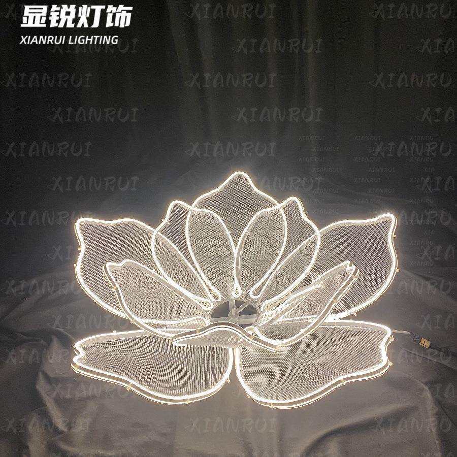 户外镂空花朵铁艺造型灯场景仿真花节日亮化艺术绿植装饰景观灯