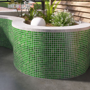 花池花台a花坛瓷砖户外庭院围边背景墙绿色白色棕色彩色防滑小块