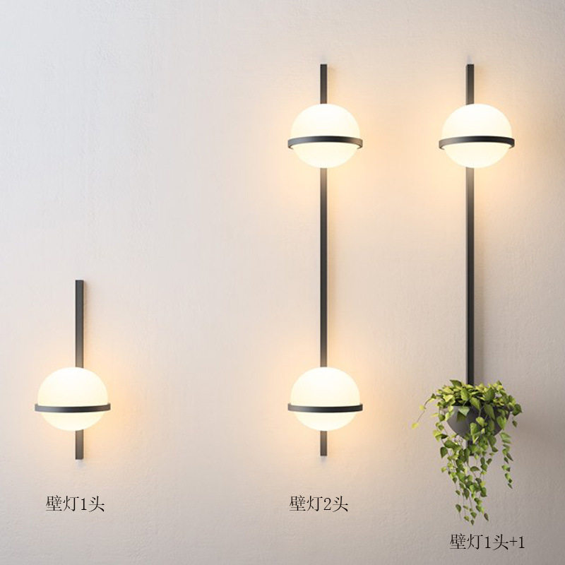 北欧简约绿植壁灯吊灯台灯组合